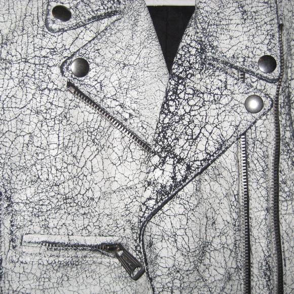 R13 Cracked White Leather Jacket Size XS/S - Picture 6 of 8